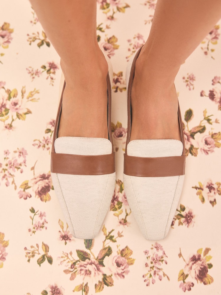 Natural Tabitha Simmons x Next Jess Square Toe Loafers - Image 1 of 10