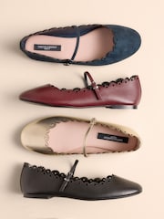 Navy Tabitha Simmons x Next Elfie Leather Scalloped Mary Jane Shoes - Image 2 of 8
