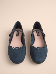 Navy Tabitha Simmons x Next Elfie Leather Scalloped Mary Jane Shoes - Image 3 of 8