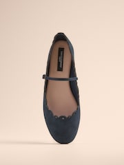 Navy Tabitha Simmons x Next Elfie Leather Scalloped Mary Jane Shoes - Image 5 of 8