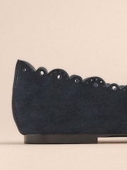 Navy Tabitha Simmons x Next Elfie Leather Scalloped Mary Jane Shoes - Image 7 of 8