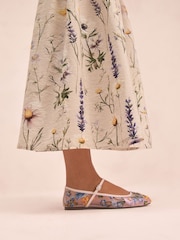 Mesh Floral Tabitha Simmons x Next Ophelia Round Toe Mesh Embroidery Mary Jane Shoes - Image 1 of 10