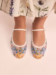 Mesh Floral Tabitha Simmons x Next Ophelia Round Toe Mesh Embroidery Mary Jane Shoes - Image 2 of 10