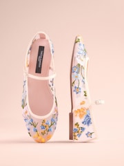 Mesh Floral Tabitha Simmons x Next Ophelia Round Toe Mesh Embroidery Mary Jane Shoes - Image 4 of 10