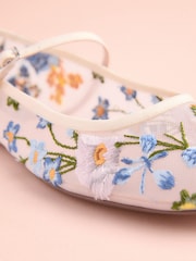 Mesh Floral Tabitha Simmons x Next Ophelia Round Toe Mesh Embroidery Mary Jane Shoes - Image 8 of 10