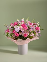 Pink Mother's Day XL Rose and Alstroemeria Fresh Flower Bouquet in Hatbox - Image 1 of 5