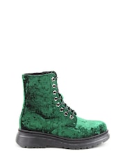 Heavenly Feet Ladies Green Eva Emerald Velour Ankle Boots - Image 1 of 6