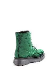 Heavenly Feet Ladies Green Eva Emerald Velour Ankle Boots - Image 2 of 6