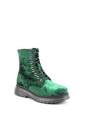 Heavenly Feet Ladies Green Eva Emerald Velour Ankle Boots - Image 6 of 6