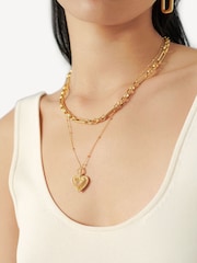 Missoma Gold (Metal) Tone Ridge Heart Charm Necklace - Image 5 of 7