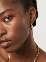 Missoma Gold Tone Twisted Tidal Small Hoop Earrings - Image 3 of 7