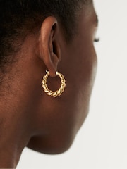 Missoma Gold Tone Twisted Tidal Small Hoop Earrings - Image 4 of 7