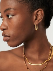 Missoma Gold Tone Twisted Tidal Small Hoop Earrings - Image 5 of 7