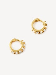 Missoma Gold Tone Pearl Huggie Earrings - Image 1 of 5