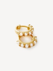 Missoma Gold Tone Pearl Huggie Earrings - Image 3 of 5