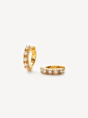 Missoma Gold Tone Pearl Huggie Earrings - Image 4 of 5
