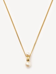 Missoma Gold Tone Pearl Ridge Pendant Chain Necklace - Image 2 of 7