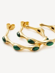 Missoma Gold Tone Magma Malachite Medium Hoop Earrings - Image 2 of 6