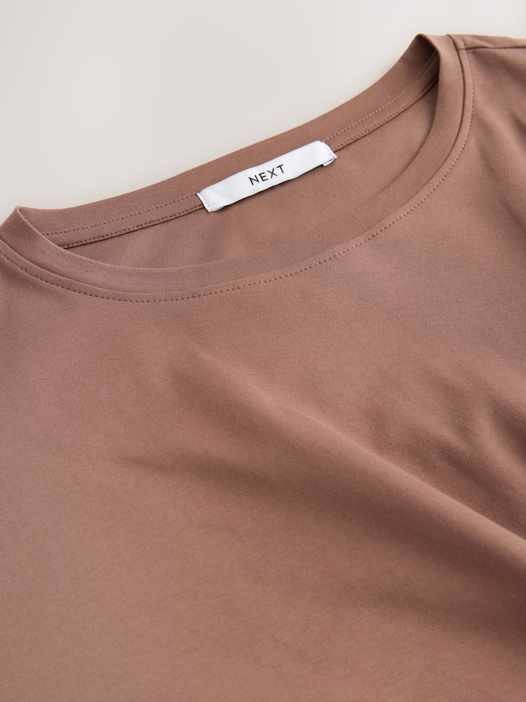 Chocolate Brown Short Sleeve T-Shirt Twist Midi Dress - Image 3 of 3
