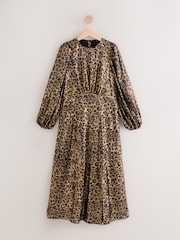 Goldenes Leopardenfellmuster - Langärmliges Midikleid - Bild 1 von 4