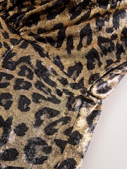 Goldenes Leopardenfellmuster - Langärmliges Midikleid - Bild 3 von 4