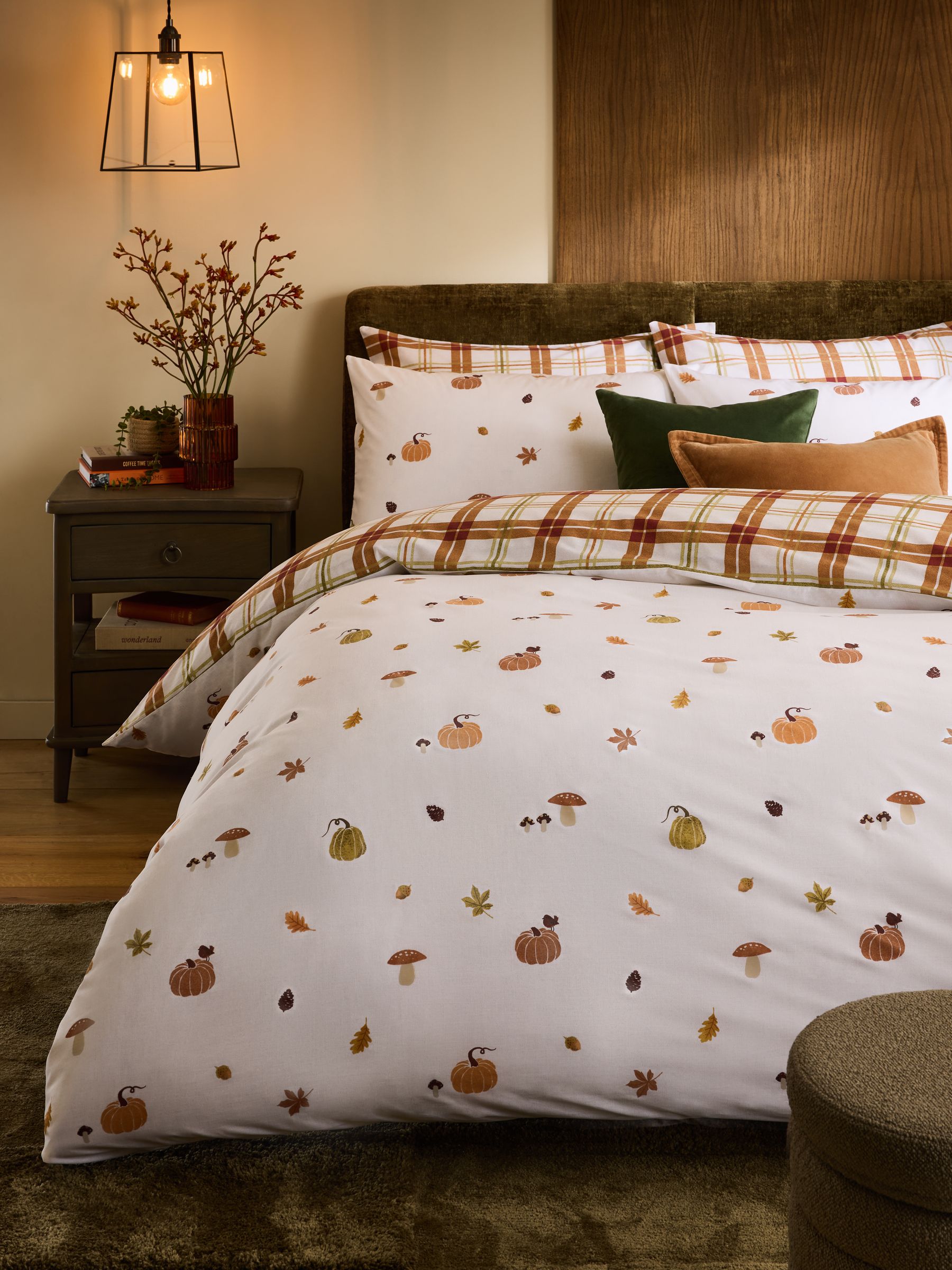 Buy Autumn Pumpkin Reversible Duvet Cover and Pillowcases 2 Pack