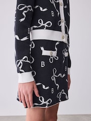Baker by Ted Baker Navy 2 Piece Bow Knitted Cardigan & Skirt Set - Image 7 of 15
