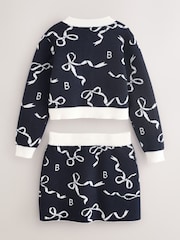 Baker by Ted Baker Navy 2 Piece Bow Knitted Cardigan & Skirt Set - Image 9 of 15