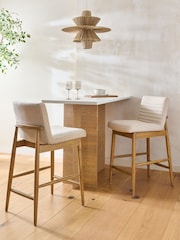 Natural Atlas Tweedy Plain Light Oak Effect Leg Fixed Height Bar Stool - Image 1 of 8