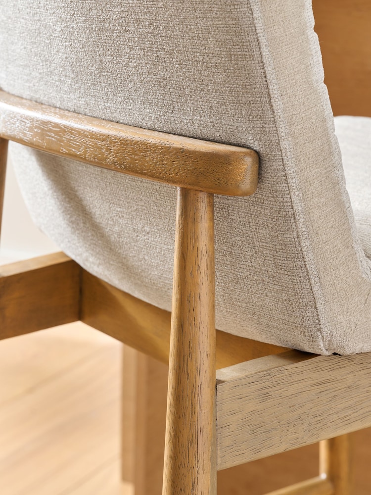 Natural Atlas Tweedy Plain Light Oak Effect Leg Fixed Height Bar Stool - Image 2 of 8