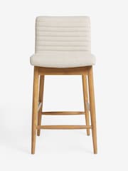 Natural Atlas Tweedy Plain Light Oak Effect Leg Fixed Height Bar Stool - Image 4 of 8