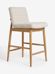 Natural Atlas Tweedy Plain Light Oak Effect Leg Fixed Height Bar Stool - Image 5 of 8