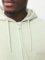Sage Green Cotton-Rich Jersey Zip Up Hoodie - Image 4 of 8