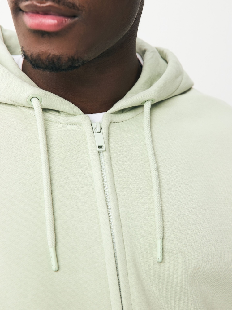 Sage Green Cotton-Rich Jersey Zip Up Hoodie - Image 4 of 8