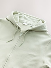 Sage Green Cotton-Rich Jersey Zip Up Hoodie - Image 8 of 8