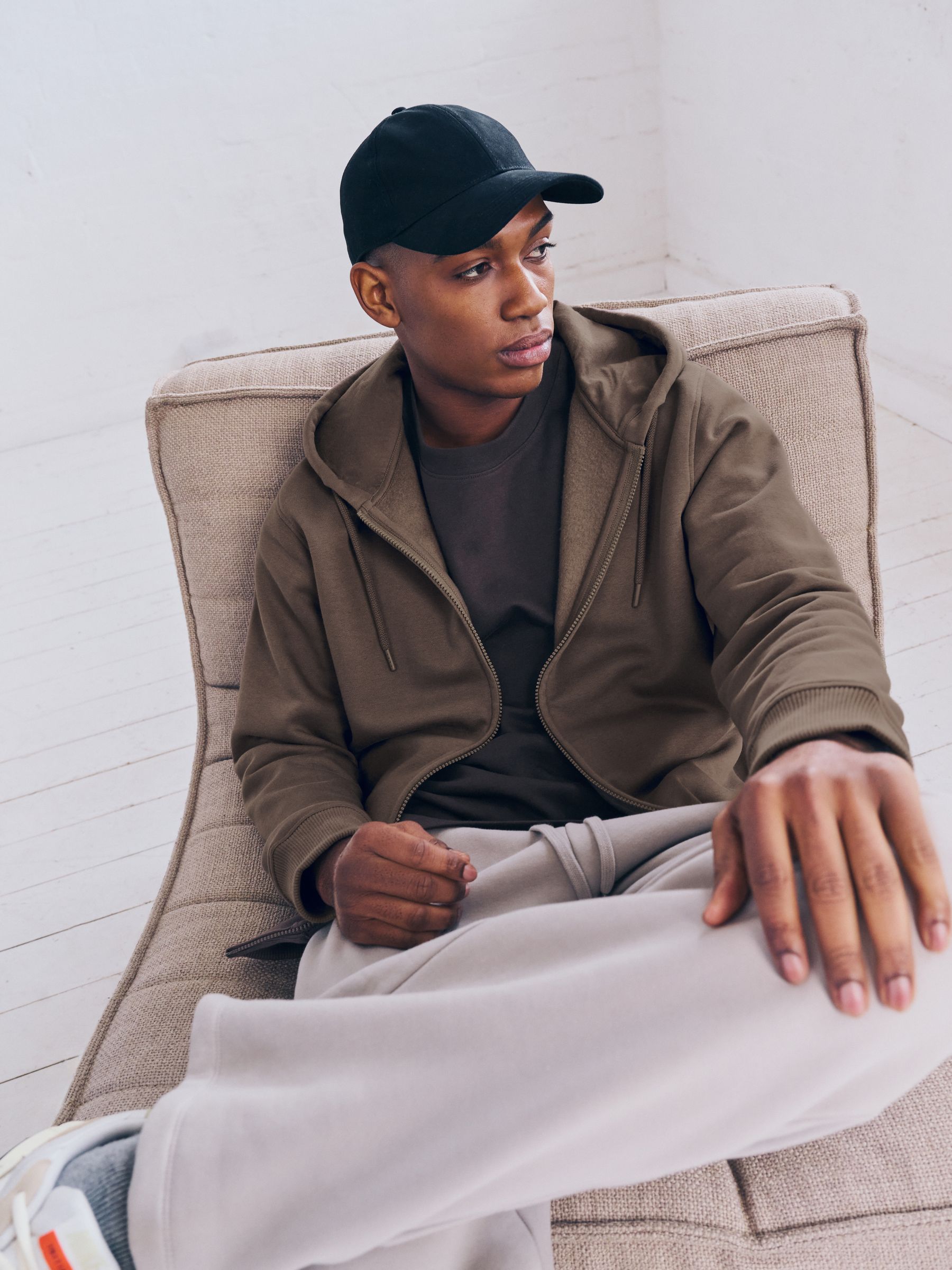 Buy Neutral Brown Cotton-Rich Jersey Zip Up Hoodie from Next USA