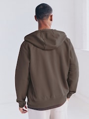 Neutral Brown Cotton-Rich Jersey Zip Up Hoodie - Image 5 of 10