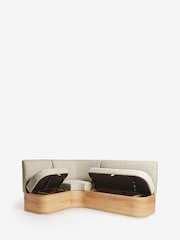 Natural Noa Curve Tweedy Plain Light Corner Banquette - Image 10 of 12