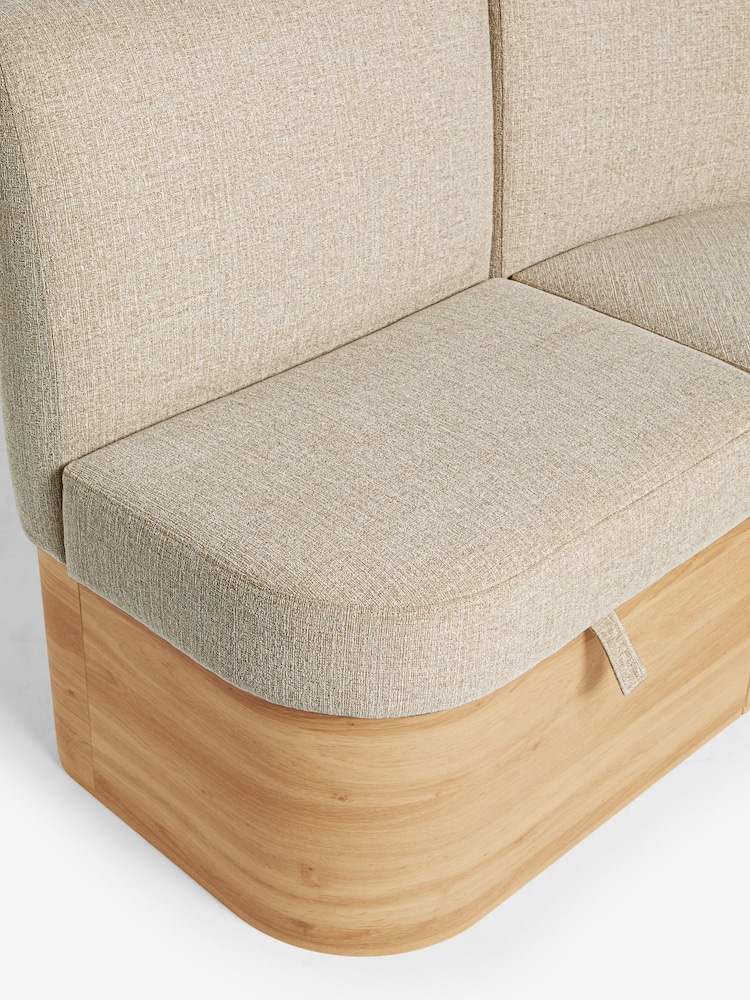 Natural Noa Curve Tweedy Plain Light Corner Banquette - Image 12 of 12