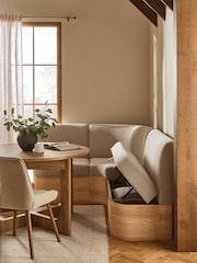 Natural Noa Curve Tweedy Plain Light Corner Banquette - Image 2 of 12