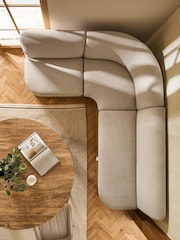 Natural Noa Curve Tweedy Plain Light Corner Banquette - Image 3 of 12