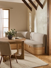 Natural Noa Curve Tweedy Plain Light Corner Banquette - Image 4 of 12