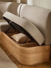 Natural Noa Curve Tweedy Plain Light Corner Banquette - Image 5 of 12