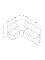 Natural Noa Curve Tweedy Plain Light Corner Banquette - Image 6 of 12
