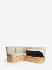 Natural Noa Curve Tweedy Plain Light Corner Banquette - Image 9 of 12