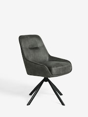 Grey Hamilton Black Leg Swivel Monza Faux Leather Dining Chairs - Image 3 of 8