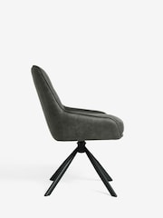 Grey Hamilton Black Leg Swivel Monza Faux Leather Dining Chairs - Image 4 of 8