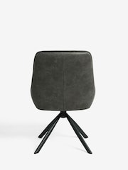 Grey Hamilton Black Leg Swivel Monza Faux Leather Dining Chairs - Image 5 of 8