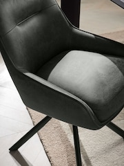 Grey Hamilton Black Leg Swivel Monza Faux Leather Dining Chairs - Image 6 of 8
