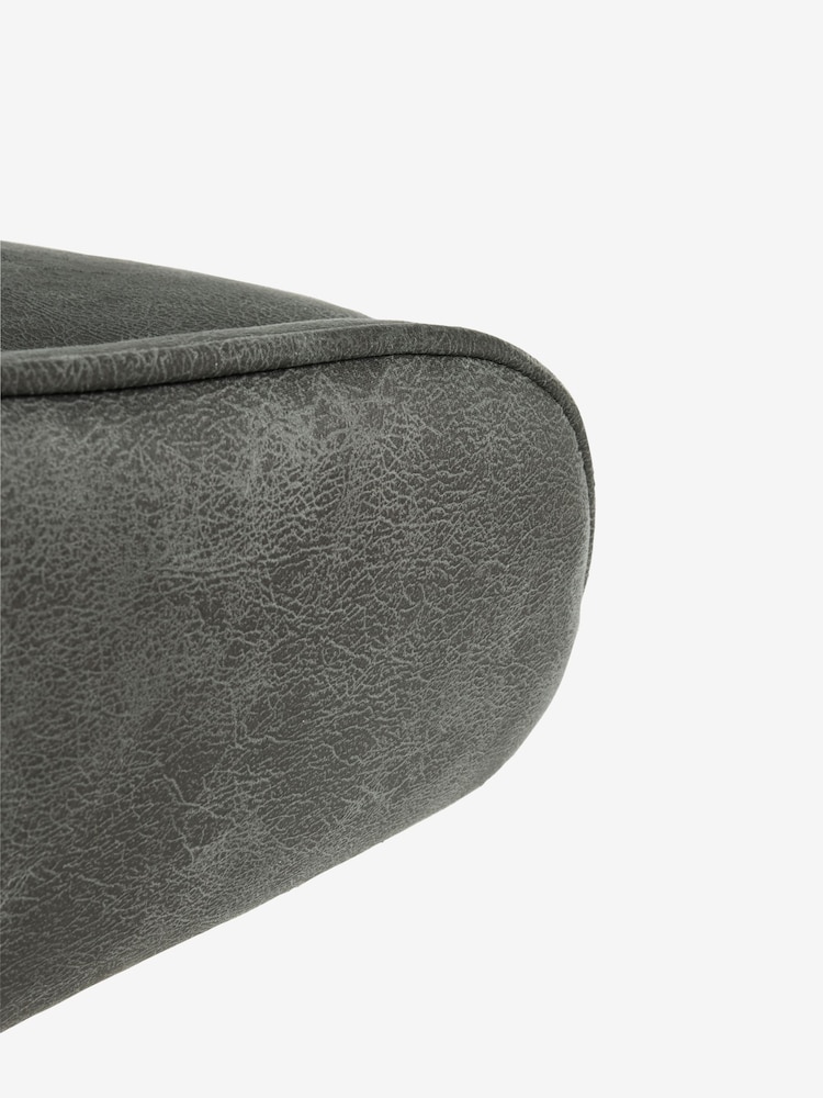 Grey Hamilton Black Leg Swivel Monza Faux Leather Dining Chairs - Image 8 of 8